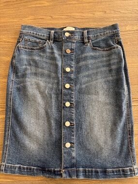 Loft Button front  denim miniskirt size 4